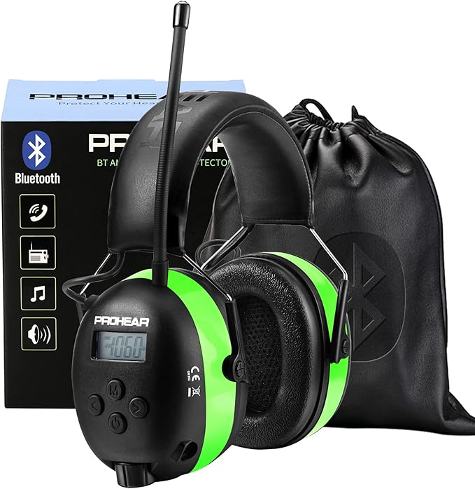 PROHEAR 033 Upgraded 5.4 Bluetooth Hearing Protection AM FM Radio Headphones, Noise Reduction Safety Earmuffs with Rechargeable 1500mAH Battery, 31dB SNR Ear Protector for Mowing Lawn,Gifts for Father by PROHEAR