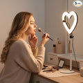 Ring Light for Desk,Heart Tabletop Light with 26" high Stand, RGB 47colors Selfie Light,USB Powered LED Desktop lamp with Phone Holder for Makeup Lights, Laptop Live Stream, YouTube,TikTok by NANBEITONG