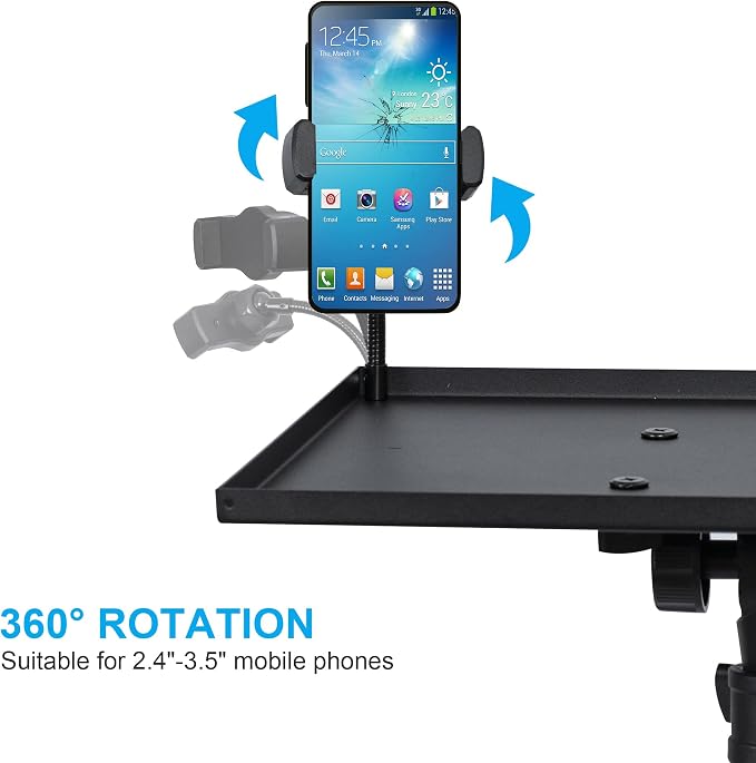 Projector Stand Tripod Laptop Stands Height Adjustable | from 23.5" to 63.5" with Gooseneck Phone Holder, Floor for Office, Home, Stage, Studio, Outdoor, DJ Racks Holder Mount - Image 6