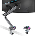 ARES WING RGB Single Monitor Arm Desk Mount for 17-45 inch Monitors, Gray | Monitor Arm Desk Mount Holds 35.2 lbs Heavy Duty, Adjustable Ultrawide Monitor Arm with Clamp & Grommet Base, 75/100 VESA by ARESWING