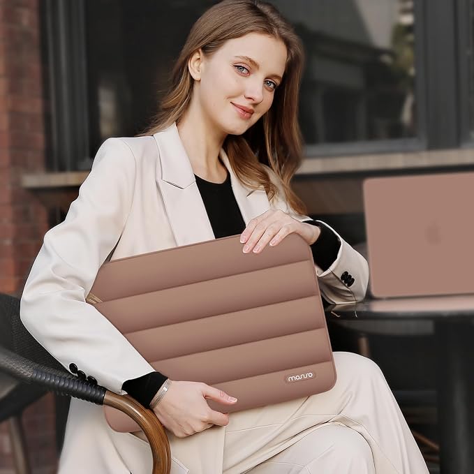MOSISO Laptop Case 13.3 inch,13-13.3 inch Puffy Laptop Sleeve Carrying Case | Compatible with MacBook Neo/Air 13.6/Pro 13/14, HP Dell ASUS Lenovo, Polyester Horizontal Bag with Small Case, Mocha - Image 6