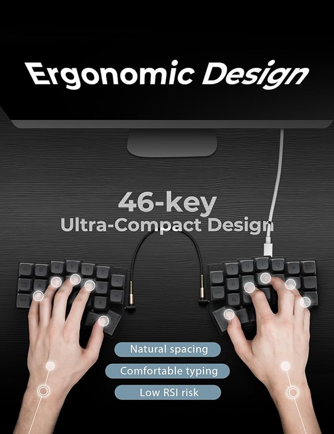 YIVU Corne V4.1 Split Ergonomic Keyboard, 40% 3x6 Ortholinear Layout, Hot-Swappable Mechanical Keyboard with Per-Key RGB, Vial and VIA Programmable, Comes with Pre-Lubed Linear Switches (Wired) - Image 5