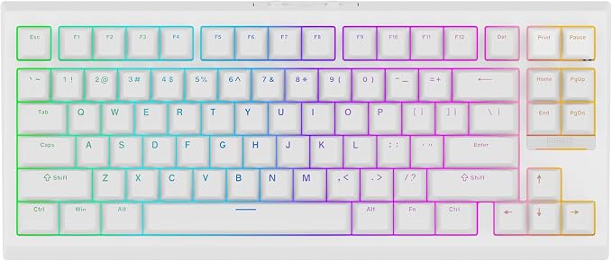 EPOMAKER G84 80% RGB Gaming Mechanical Keyboard with Shine Through Keycaps | 2.4GHz/ Type-C/BT Wireless Keyboard, VIA Programmable, Hot-Swap, Creamy Keyboard for Gamers/Office(White, Creamy Jade Switch) by EPOMAKER