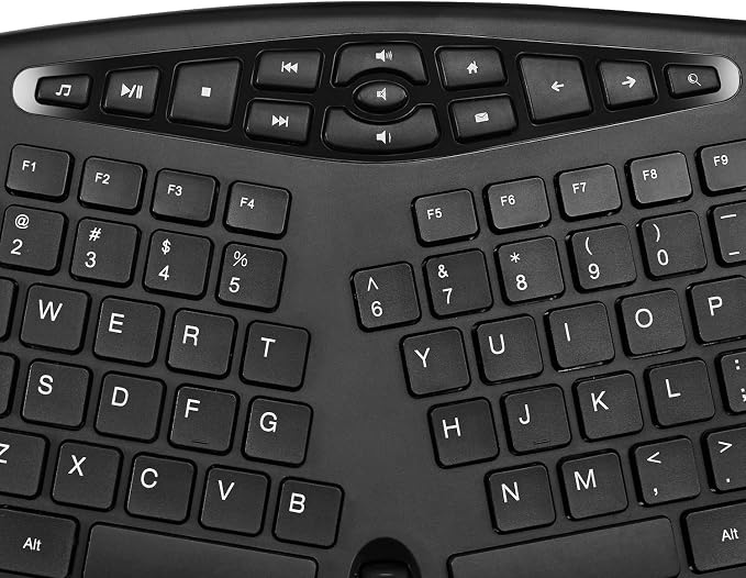 Adesso WKB-1600CB TruForm Wireless Ergonomic Keyboard & Optical Mouse Combo | Media, Split Design, Adjustable DPI, 24 GHz RF Technology, Multimedia Hotkeys - Image 4