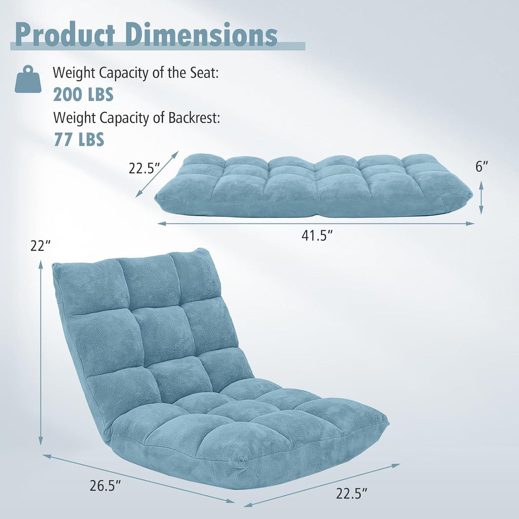 GIANTEX Floor Chairs for Adults, Floor Gaming Chair w/Back Support (Green) - Image 3