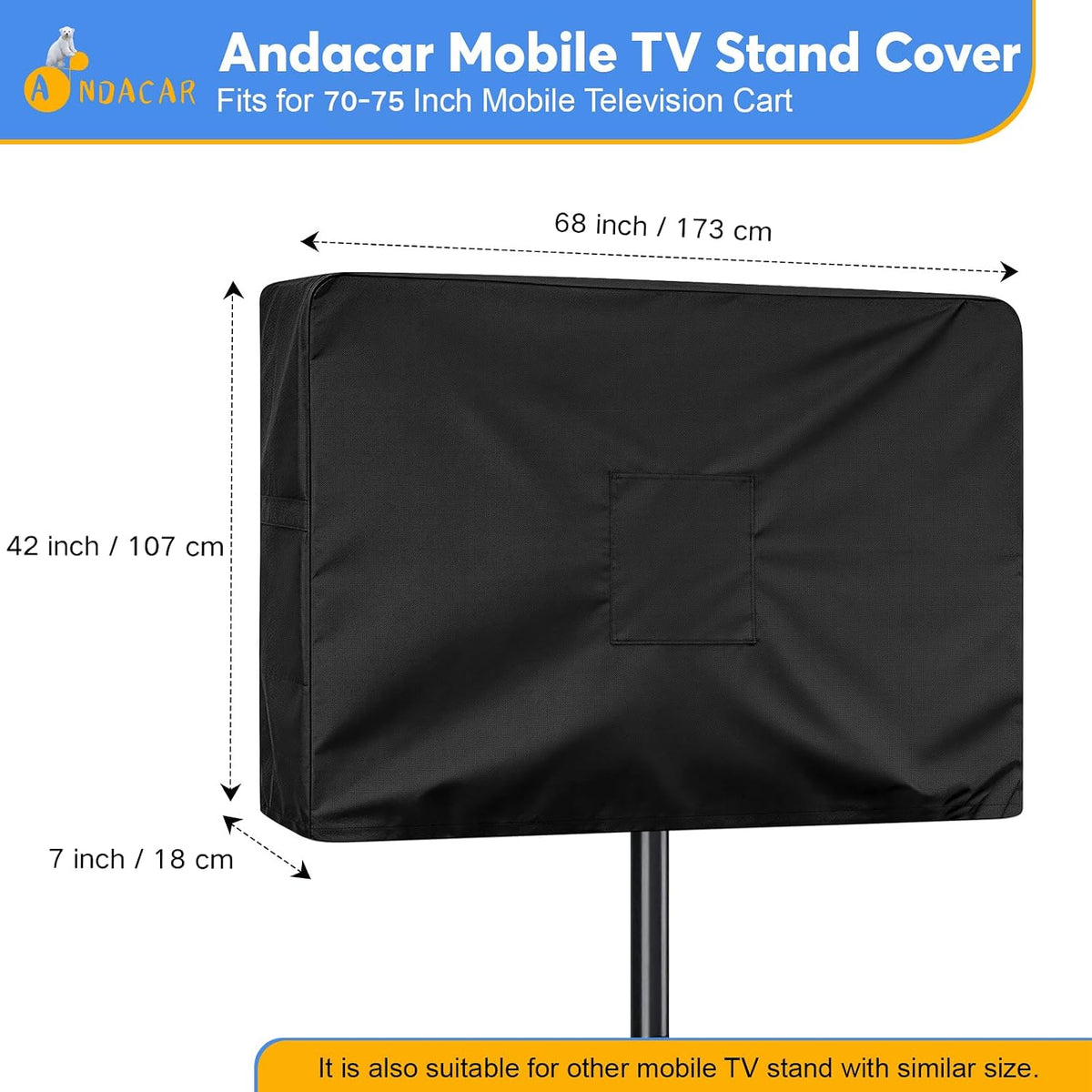 Mobile TV Stand Cover for 70-75 Inch Mobile TV Cart - Image 3