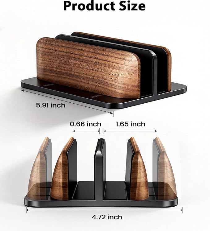 LOXP Vertical Laptop Stand, Dual Slot Wooden + Aluminum Laptop Holder | Desktop Adjustable MacBook Stand, Adjustable Base, for MacBook Pro/Air, (up to 17.3-inch All laptops) - Image 7