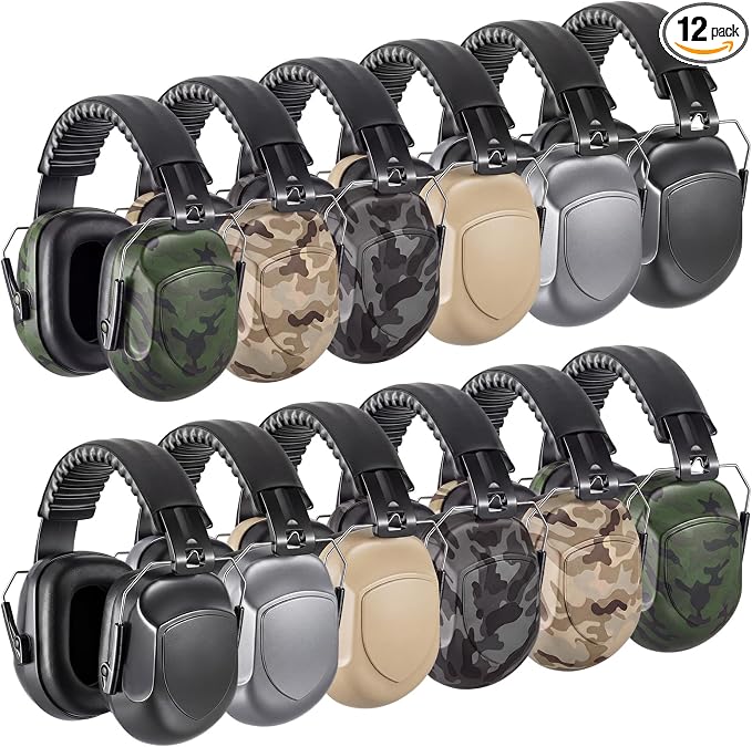 12 Pcs Kids Noise Cancelling Headphones Ear Muffs Camo Style | Ear Protection for Kids Adults 27dB Noise Reduction Hearing Earmuff for Autism Sensory Relief Concerts Fireworks Studying by Amylove