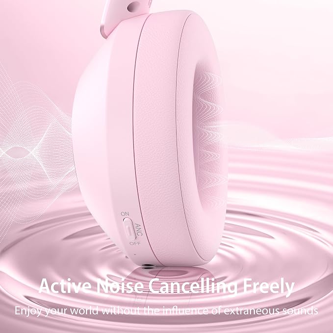 Active Noise Cancelling Headphones, 100H Playtime Headphone Wireless Bluetooth, Bluetooth Headphone with Microphone, Over Ear Wireless Headphones with Deep Bass,Fast Charging for Travel - Image 2