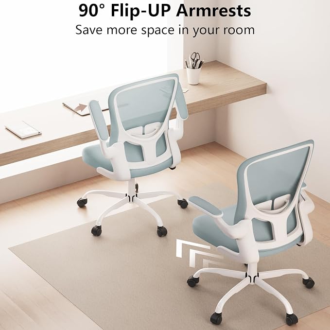 Ergonomic Office Chair, Comfort Swivel Home Office Task Chair, Breathable Mesh Desk Chair, Lumbar Support Computer Chair with Flip-up Arms and Adjustable Height - Image 2