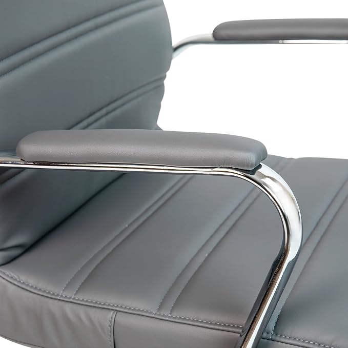 Flash Furniture Mid-Back LeatherSoft Executive Office Chair, Gray/Chrome | 360° Swivel, Height Adjustable, Commercial Grade - Image 9