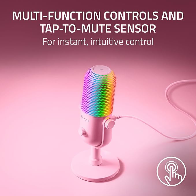 Razer Seiren V3 Chroma 32‐Bit DSP, USB-C Microphone for PC & Mac, Pink | AI Audio Processing, Noise Isolation, Tap-to-Mute, Supercardioid Condenser Mic, Chroma RGB, Discord, OBS Studio, Streamlabs - Image 6