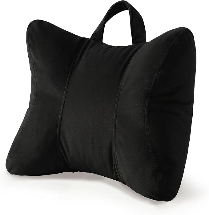 Lumbar Pillow for Car Seat and Office Chair, Classic Black | Ergonomic back support cushion with a removable, washable corduroy cover for driving, desk chairs, sofas and recliners by Ailuteie