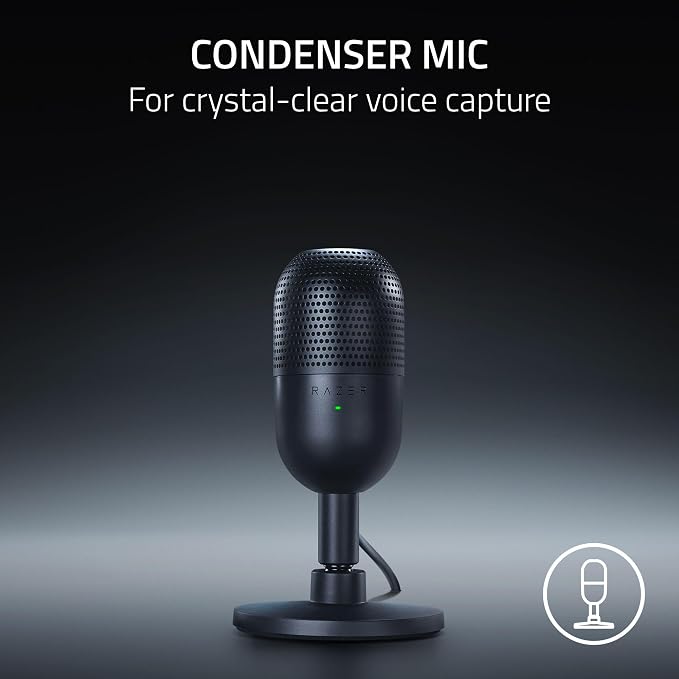 Razer Seiren V3 Mini USB Microphone, Supercardioid Condenser Mic, Black | Tap-to-Mute Sensor with LED Indicator, Shock Absorber, Ultra Compact, Works with OBS, Discord, Zoom, Teams - Image 2