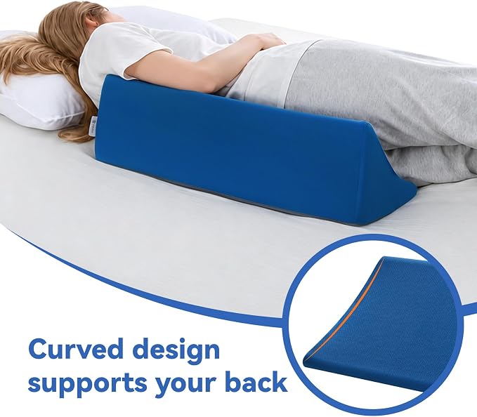 Vekkia Wedge Pillow for Side Sleeping, Back Support with High-Density Foam | Pillow Wedge for Side Sleeper for Pregnancy Support, Back Pain, Preventing Bedsores, Surgery Recovery, Removable Cover, Blue - Image 4