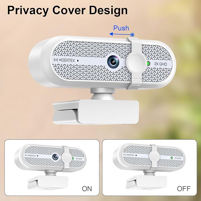 2K Webcam for PC, Webcam with Microphone and Tripod, Auto Light Correction, USB Camera Plug and Play, 90° Wide FOV, Privacy Cover, Works with Skype, Zoom, Meet, Teams, PC, Laptop, Mac, Tablet - Image 7