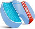 Gel Seat Cushion, Enhanced Memory Foam Cushion for Tailbone Pain, Blue | Cooling Gel for Office Chair, U-shaped Design Chair Cushion for Gaming, Car, Wheelchair, Non-Slip Base, Washable Cover by CushZone