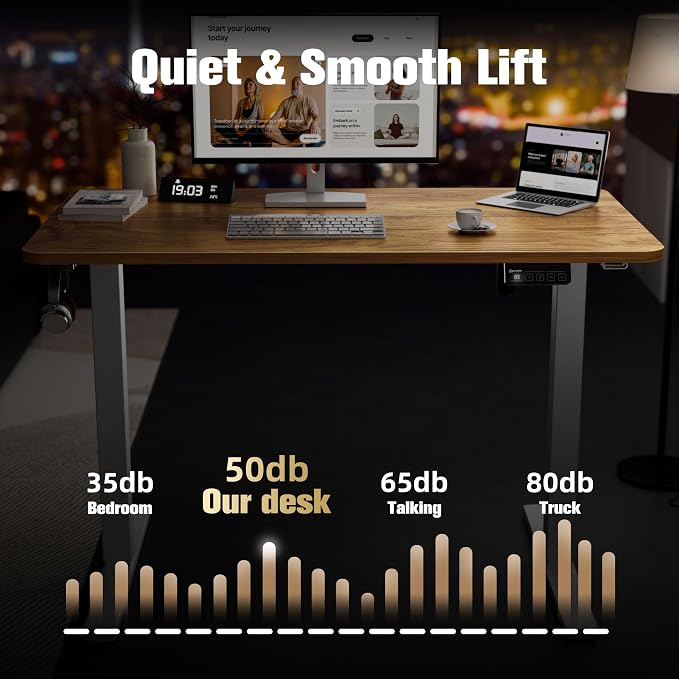 43"x24" Standing Desk, Height Adjustable Sit-Stand Home Office | Electric Adjustable Standing Desk, Sit to Stand Computer Office Desk with Splice Board, Memory Preset, Lifts 28.7''-46.5" - Image 7
