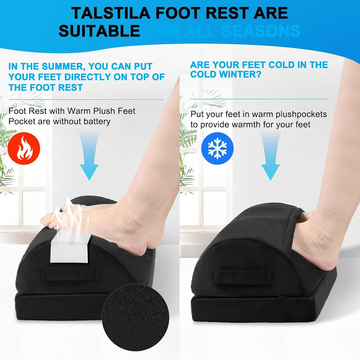 TALSTILA Foot Rest for Under Desk at Work, Foot Rest with Warm Plush Feet Pocket, Ergonomic Adjustable Memory Foam Footrest for Office Chair, Foot Stool for Office - Back & Leg Pain Relief - Image 7