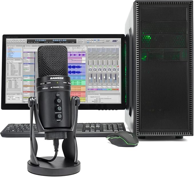 SAMSON G-Track Pro Professional USB Condenser Microphone with Audio Interface | 24-bit/96kHz USB microphone with instrument input and mixer for musicians, podcasters and streamers - Image 8