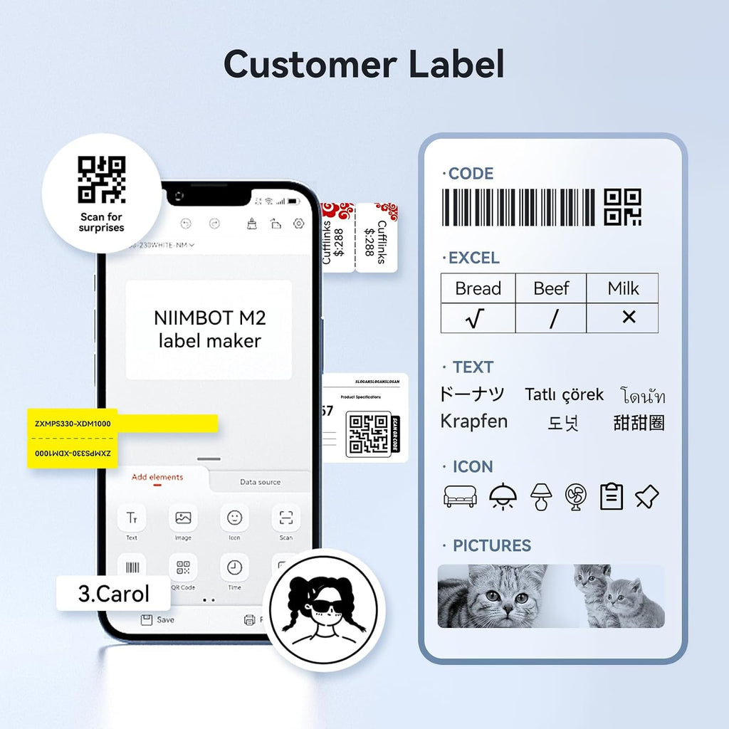 NIIMBOT M2/M3 Thermal Transfer Labels 1.97''x1.18'', for M2/M3 Label Maker, PET Material, Waterproof and High-Temperature Resistance, Long Storage Time, White Label Tape(50x30mm-225) (Pack of 2) - Image 7