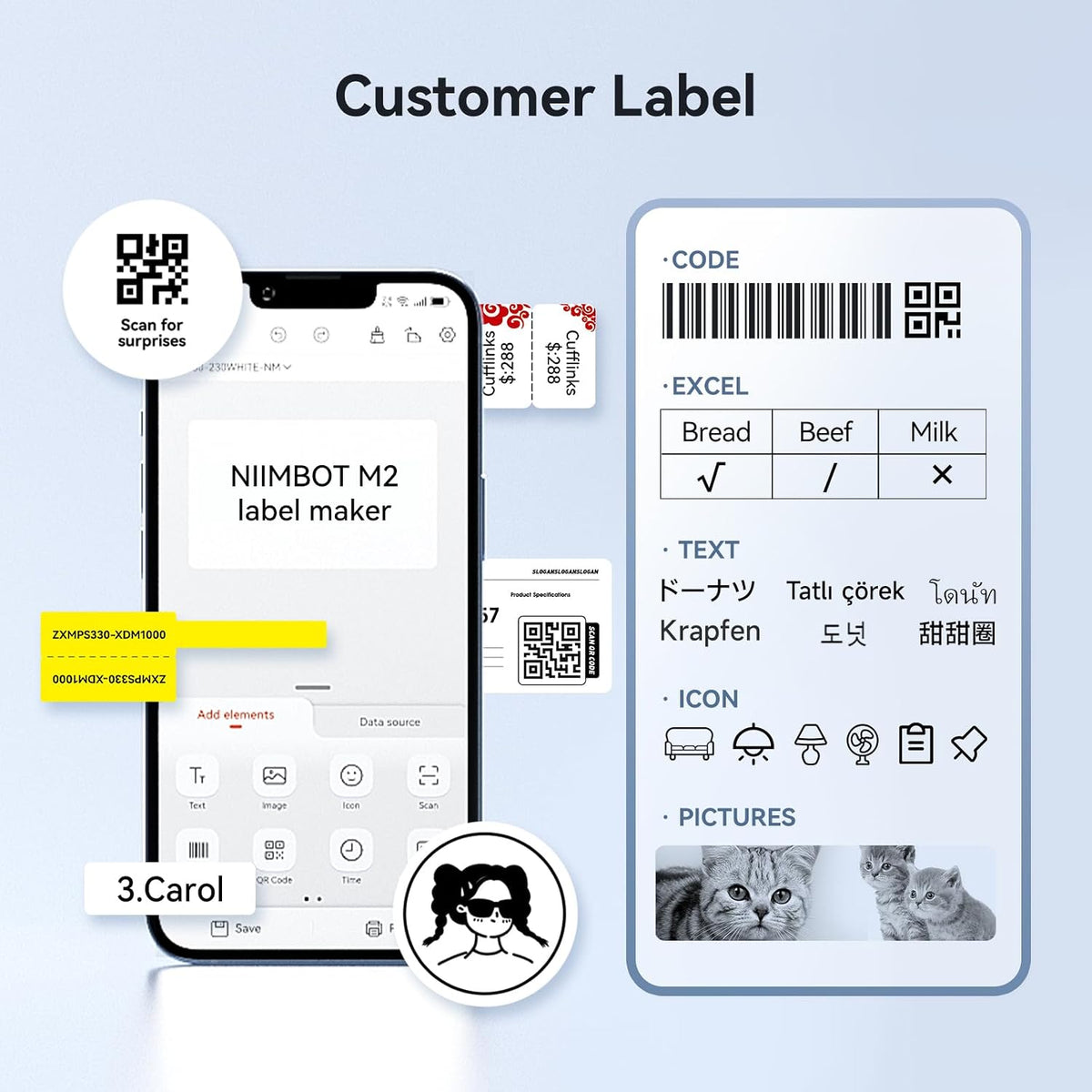 NIIMBOT M2/M3 Thermal Transfer Labels 1.97''x1.18'', for M2/M3 Label Maker, PET Material, Waterproof and High-Temperature Resistance, Long Storage Time, White Label Tape(50x30mm-225) (Pack of 2) - Image 7