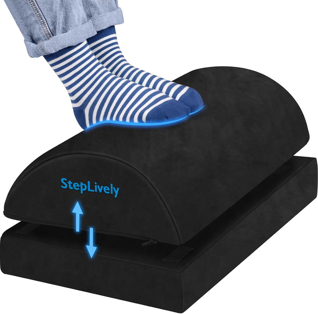 Foot Rest for Under Desk at Work, 2 Heights Foot Stool, Black, X-Large by StepLively