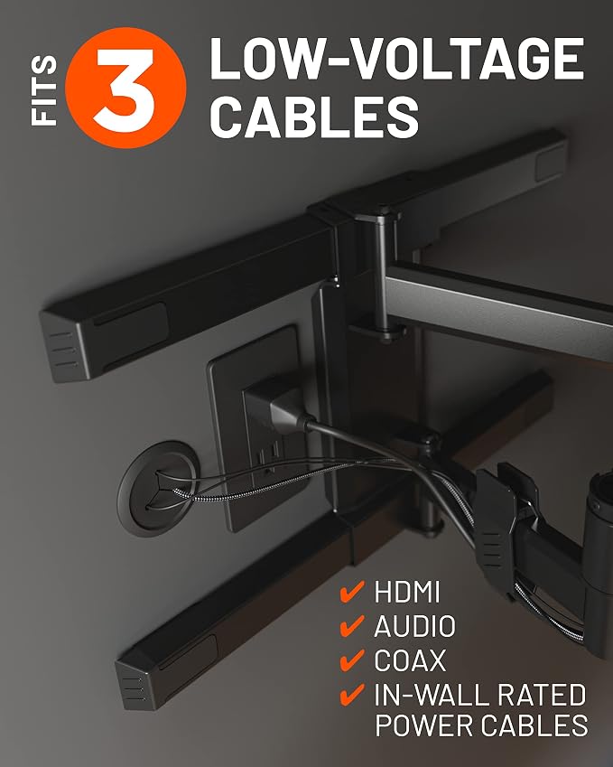 ECHOGEAR Wall Cable Hiders for Cable Management - 2.25" Mini Cord Hider Conceals 3 Low Voltage Cables Behind Wall - Perfect for Speakers, Mounted TVs, Desks & More - Black 4-Pack - Image 3