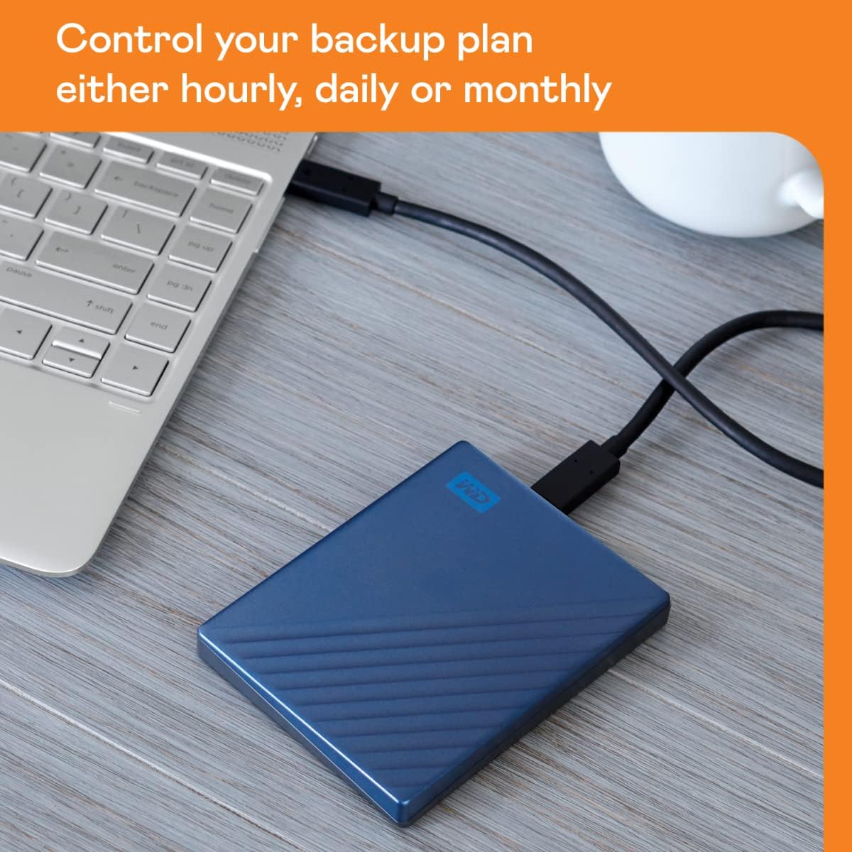 WD 2TB My Passport Ultra, Blue, Portable External Hard Drive, backup software with defense against ransomware, and password protection, USB-C and USB 3.1 - WDBC3C0020BBL-WESN - Image 3
