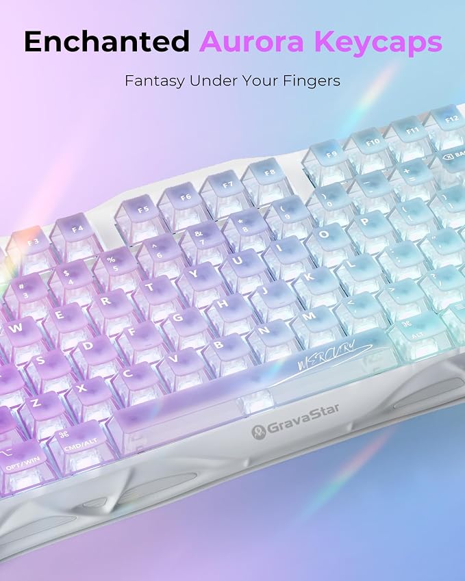 GravaStar Mercury K1 Lite 75% Wireless Mechanical Gaming Keyboard RGB | Gasket Mount, Hot Swappable Linear Switches, Creamy Sound Keyboard, 2.4GHz/USB-C/Bluetooth 5.0, for Win/Mac - Image 5