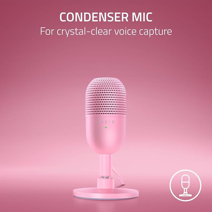 Razer Seiren V3 Mini USB Microphone, Supercardioid Condenser Mic, Pink | Tap-to-Mute Sensor with LED Indicator, Shock Absorber, Ultra Compact, Works with OBS, Discord, Zoom, Teams - Image 2