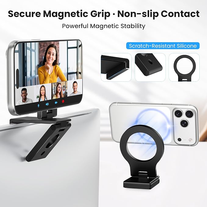 Itramax Continuity Camera Mount for iMac,Magnetic iPhone Monitor Holder | Computer PC Screen Cell Phone Webcam Holder,for MagSafe iPhone 17 16 15 14 13 12 11 XR XS,Apple TV 4K,Studio Display,Black - Image 2