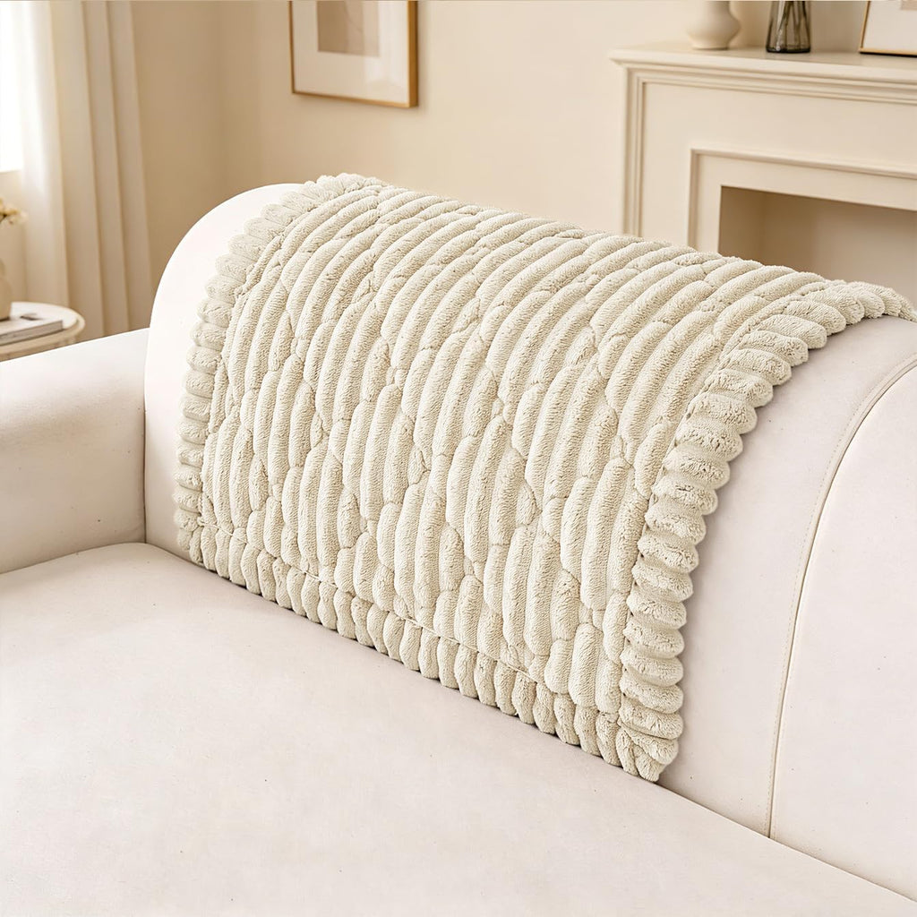 100% Waterproof Fuzzy Couch Cover for Dogs, Washable Non-Slip Pet Couch Covers for Sofa, Soft Thick Furniture Protector Sofa Slipcover Mat for Dogs (Beige, 27.5" x 59") - Image 9