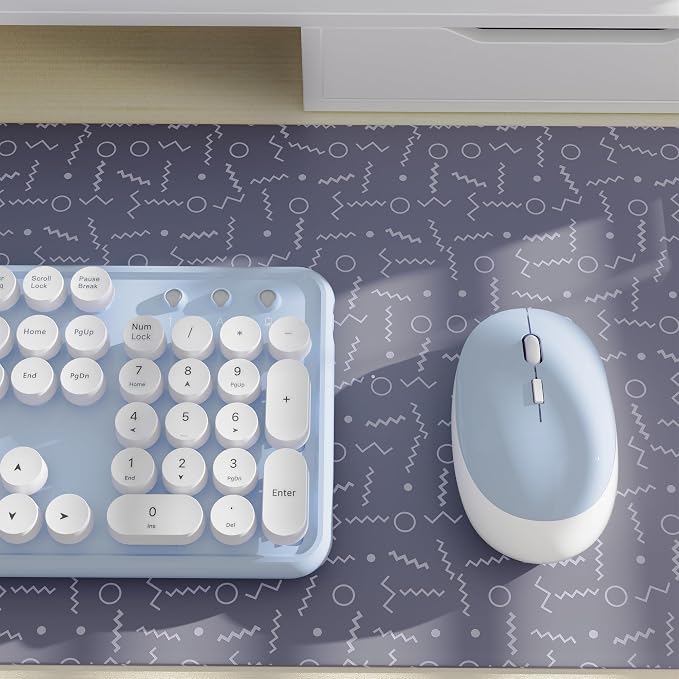 Colorful Wireless Keyboard and Mouse Combo Blue White | Full-Sized Office Keyboard with Typewriter Flexible Keys, 2.4GHz Dropout-Free Connection, Optical Mouse for PC Laptop - Image 4