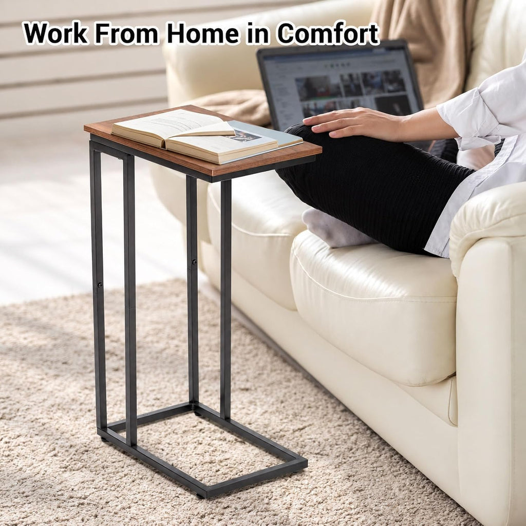 C-Shaped End Table - Slim Slide-Under Couch TV Tray Side Table - Image 4