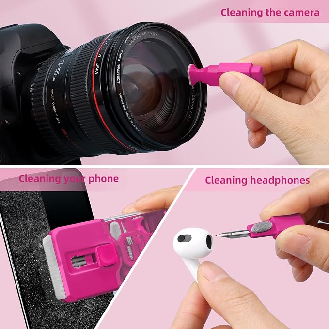 Keyboard Cleaner & Laptop Cleaning Kit, All-in-1 for Computer PC, HotPink | Electronics Deep Cleaning Reusable Brush Tool, Screen-Safe Spray, for iPhone iPad Macbook Airpod Camera, Gaming Accessories - Image 6