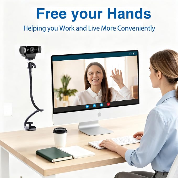 Webcam Stand Mount, Flexible Gooseneck Webcam Arm Stand with Desk Camera Mount Clip Clamp for Logitech C922 C930e C920S C920 C615 C960 C920x Brio 4K NexiGo N60 and More - Image 5