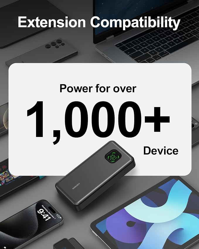65W Laptop Power Bank, 25000mAh 101W Total Fast Charging Portable Charger | LED Digital Display, Travel Essential Battery Pack for MacBook Dell XPS iPad Tablet Steam Deck iPhone 17-12 Series Galaxy S26 - Image 8