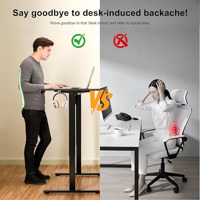 55"x24" Standing Desk, Height Adjustable Sit-Stand Home Office, Walnut | Electric Adjustable Standing Desk, Sit to Stand Computer Office Desk with Splice Board, Memory Preset, Lifts 28''-46.5" - Image 8