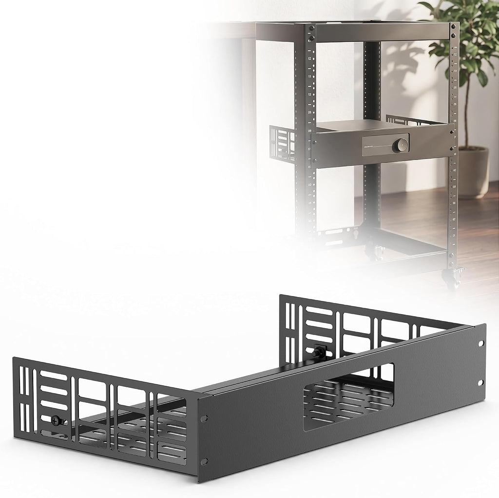 ynVISION.DESIGN 2U Rack Shelf for WiiM Amp, Amp Pro, Vibelink Amp, 4 Pack - Image 7