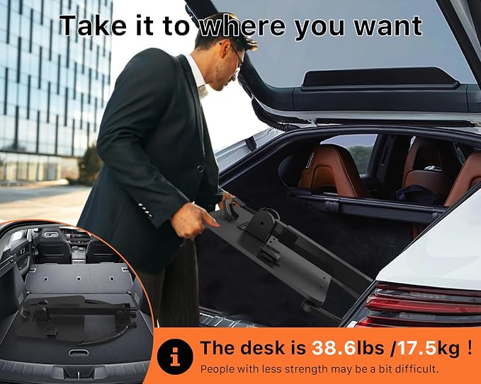 JOY worker Foldable Standing Desk, 90° Tilt Height Adjustable Desk, Black | MDF Tiltable Desktop, Height Adjustable, Collapsible Low Base with Hidden Wheels, Non-Slip Mat, Holds 22lbs, for Home Office - Image 7