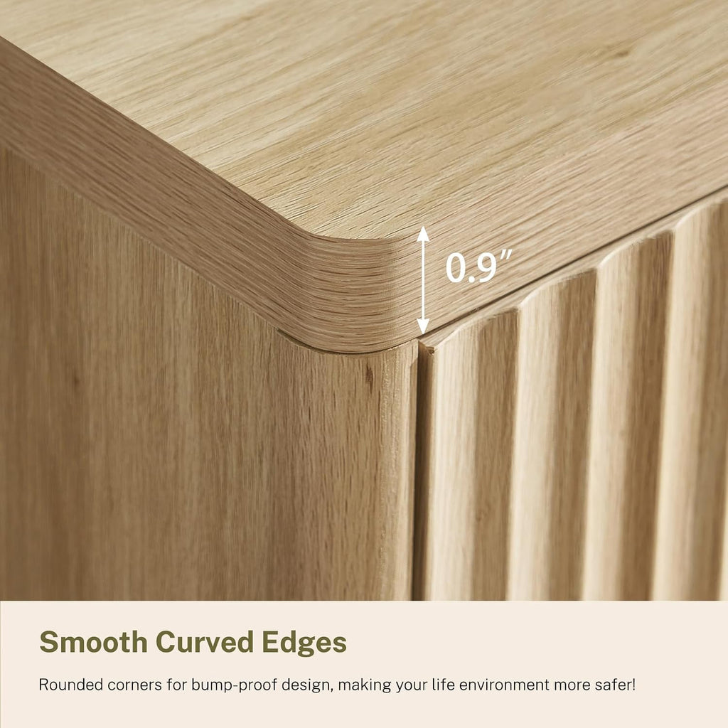 56.3'' Dresser for Bedroom with 6 Drawers, Dressers & Chest of Drawers with Curved Profile Design, 6 Drawer Dresser, Fluted Dressers, Wood Dressers for Bedroom, Living Room, Natural - Image 7