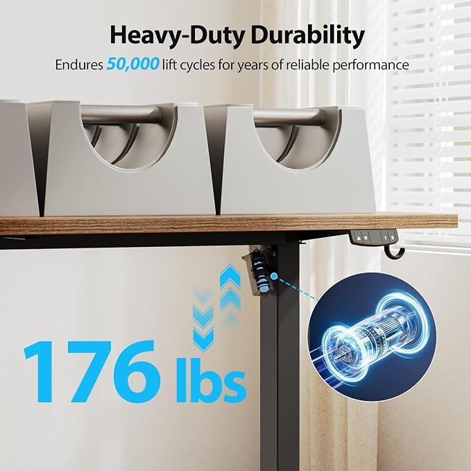 Agilestic 48*28 Inch Height Adjustable Electric Standing Desk, Rustic Brown | Sit Stand Up Computer Desk, Extra Wide desktop, Memory Presets, Stable Steel Frame,154 lbs, Easy Assembly, Splice Board - Image 6