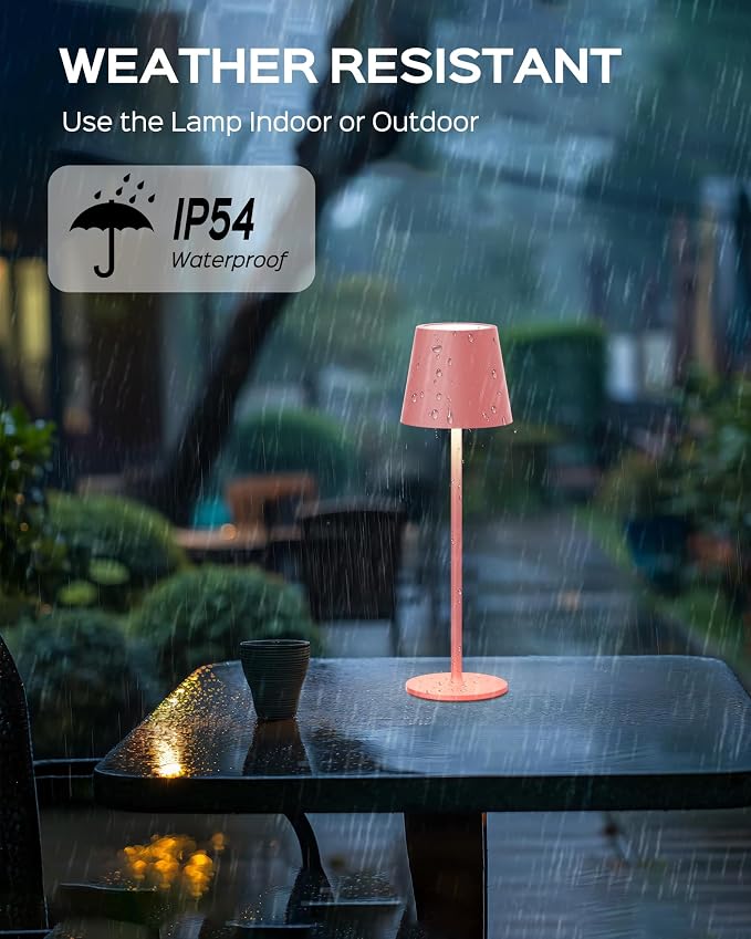 JACKYLED Cordless Table Lamps Rechargeable, 3 Adjustable Height, 5000Capactiy Opwer Operated, 3 Colors Smooth Dimming, Portable LED Waterproof Table Lamp for Dining, Bedroom, Outdoor ((2 Pack Pink) - Image 6