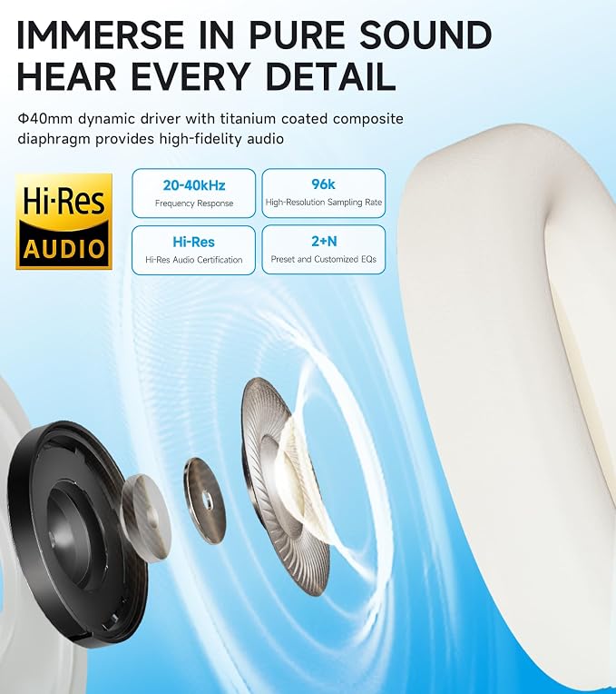 Edifier W800BT Pro Hybrid Active Noise Cancelling Over Ear Headphone, Gray | Bluetooth 5.4, Hi-Res Audio, AI Call Noise Cancellation, 45H Playtime, Fast Charging, Foldable, Wireless Over-Ear Headphones - Image 3