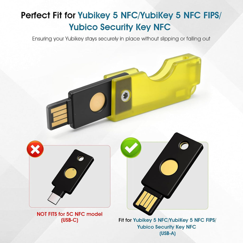 2 Pack PC Flip Holder Keychain Protective Cover Compatible with YubiKey 5 NFC, Hard PC Slide-Open Carrying Case, NFC-Friendly Tap-to-Use Security Key Protector, Lightweight Keychain Cover,Yellow - Image 2