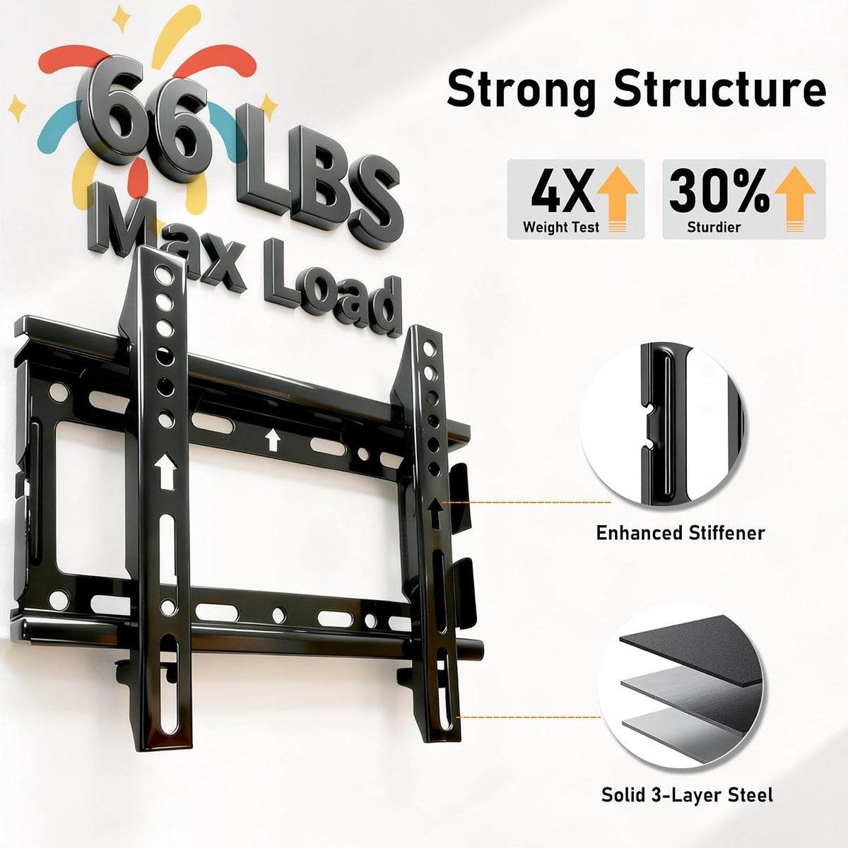 Fixed TV Wall Mount for 14-43” LED LCD OLED Flat Screen Plasma TVs - Image 4