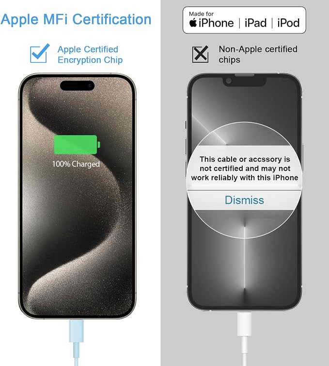 iPhone 17 16 15 Charger Fast Charging 2+2Pack 20W USB C Wall Charger with 6FT Fast Charging Cable Compatible with iPhone 17/17 Air/17 Pro/17 Pro Max/iPhone 16/15 Series, iPad Pro/AirPods - Blue - Image 3