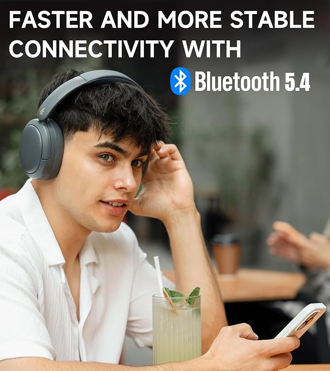 Edifier W800BT Pro Hybrid Active Noise Cancelling Over Ear Headphone, Gray | Bluetooth 5.4, Hi-Res Audio, AI Call Noise Cancellation, 45H Playtime, Fast Charging, Foldable, Wireless Over-Ear Headphones - Image 5