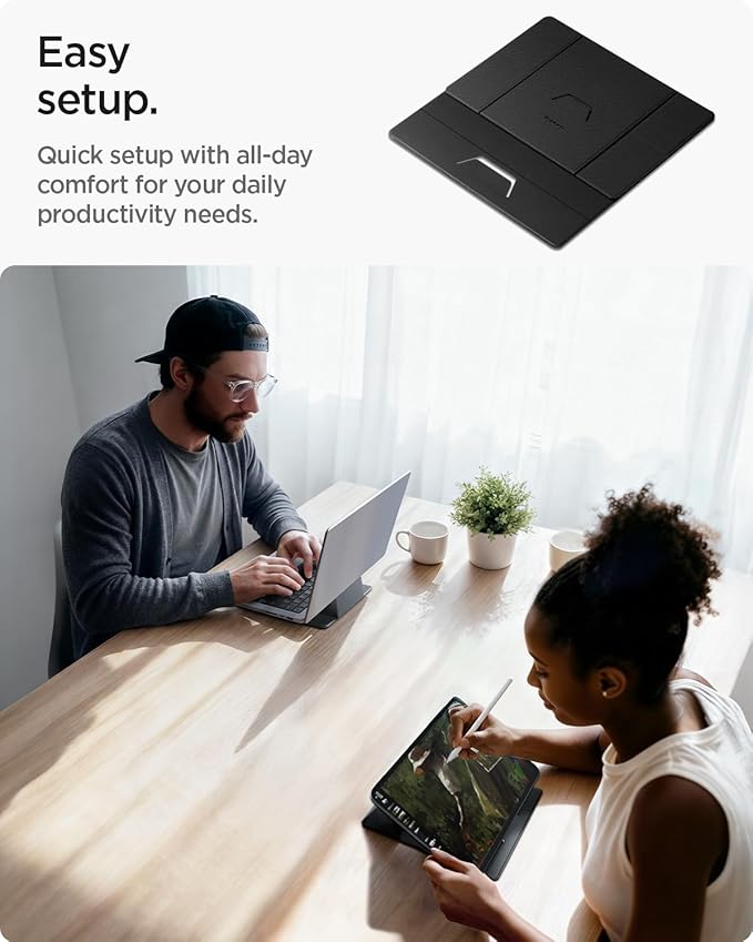 Spigen Slim Fold Portable Laptop Stand Foldable Ergonomic Angle Lift Anti-Slip Compatible with MacBook Neo, MacBook Air, MacBook Pro 11"-16" and iPad/Air/Pro and More - Black (LD201-S8) | Ergonomic Angle Lift Anti-Slip for MacBook Neo, MacBook Air, Mac... - Image 6